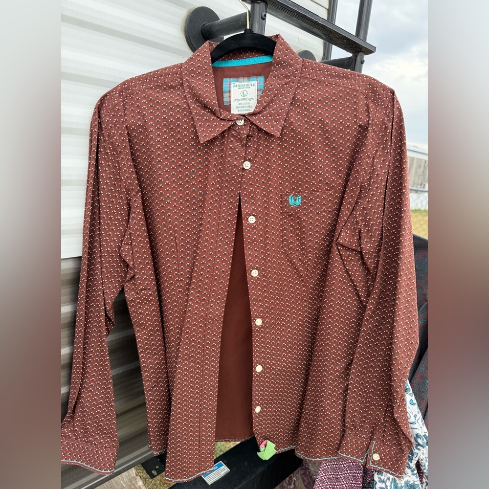 Womens western long sleeve Brown Patterned Shirt